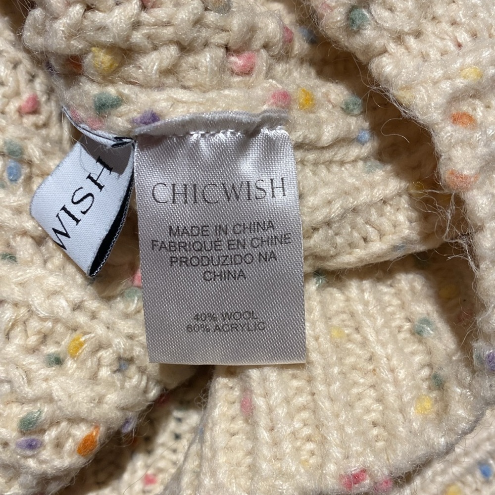 CHICWISH COLORFUL DOTS HIGH NECK CHUNKY KNIT SWEATER - Picture 5 of 5